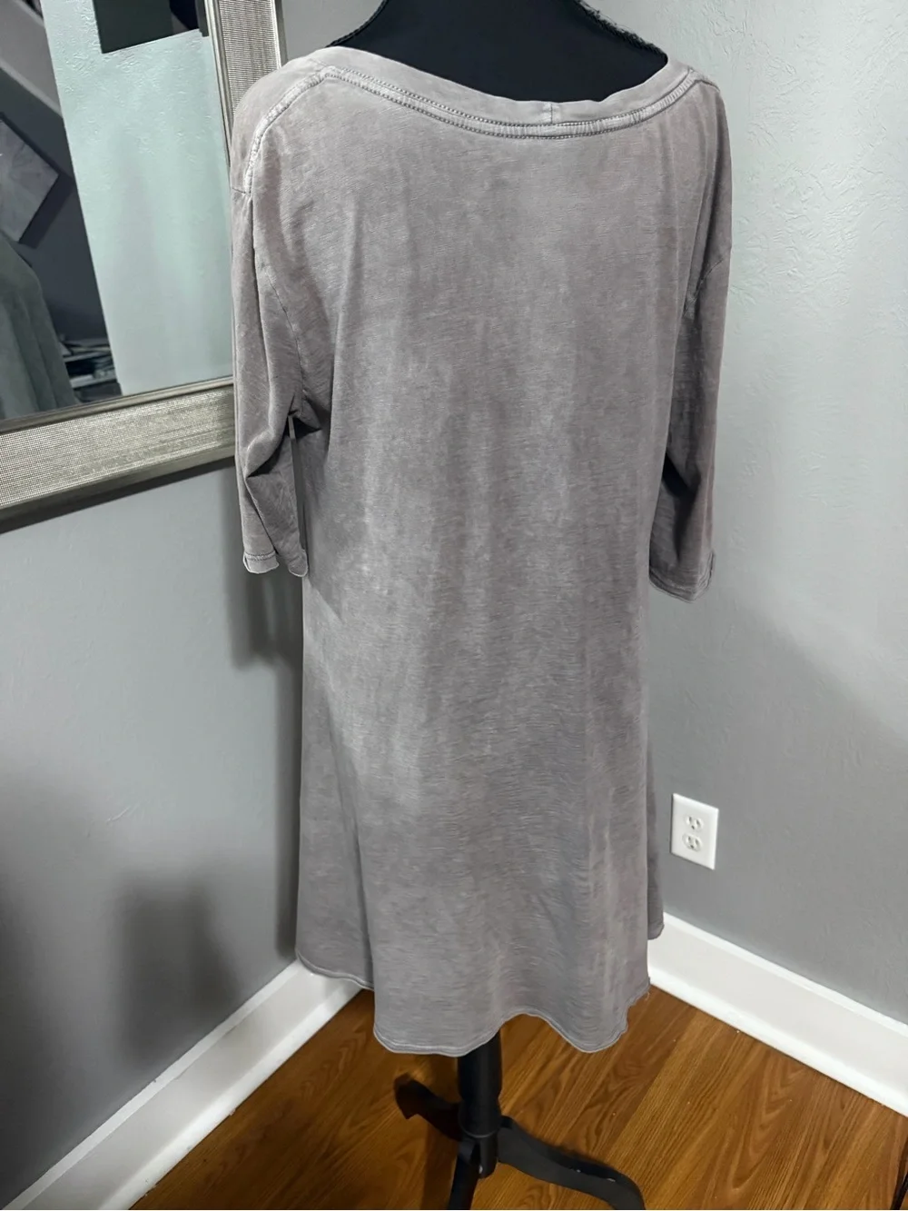 Free People swing flowy shirt dress tunic side split hem grey boho minimalist Md